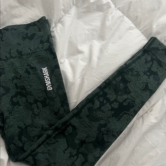 Gymshark Pants - Gymshark Camo Leggings - Dark Green